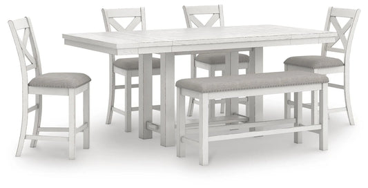 Robbinsdale Counter Height Dining Table, 4 Barstools and Bench