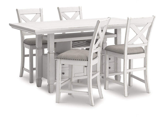 Robbinsdale Counter Height Dining Table and 4 Barstools; Antique White