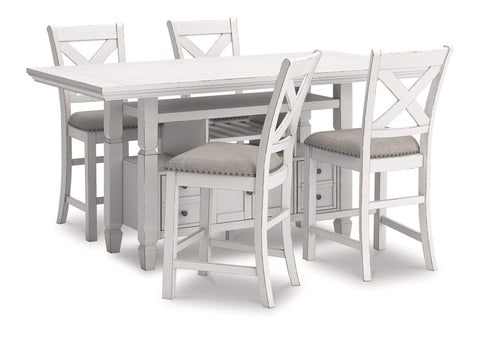 Robbinsdale Counter Height Dining Table and 4 Barstools; Antique White