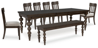 Veramond Dining Table and 6 Chairs and Bench