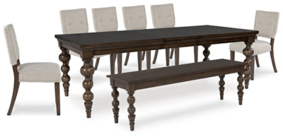 Veramond Dining Table and 6 Chairs and Bench
