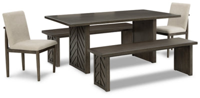 Arkenton Dining Table and 2 Chairs and 2 Benches