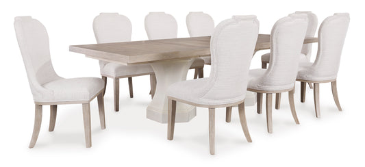 Jorlaina Dining Table and 8 Chairs