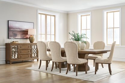 Jorlaina Dining Table and 8 Chairs; Brown