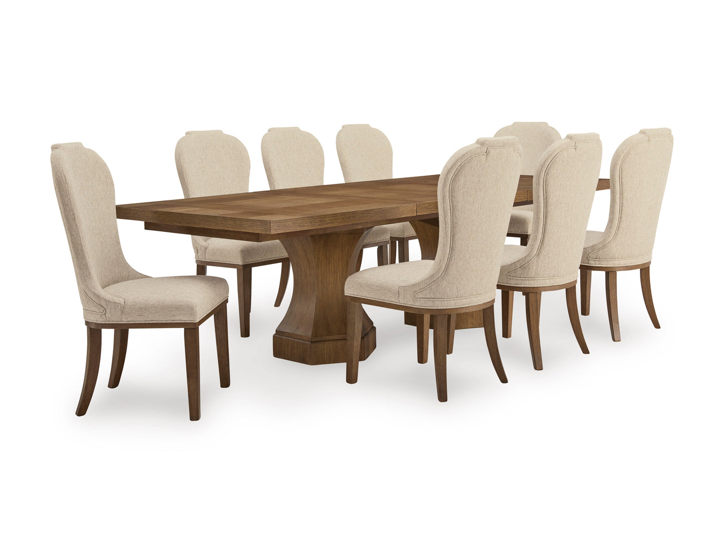 Jorlaina Dining Table and 8 Chairs; Brown