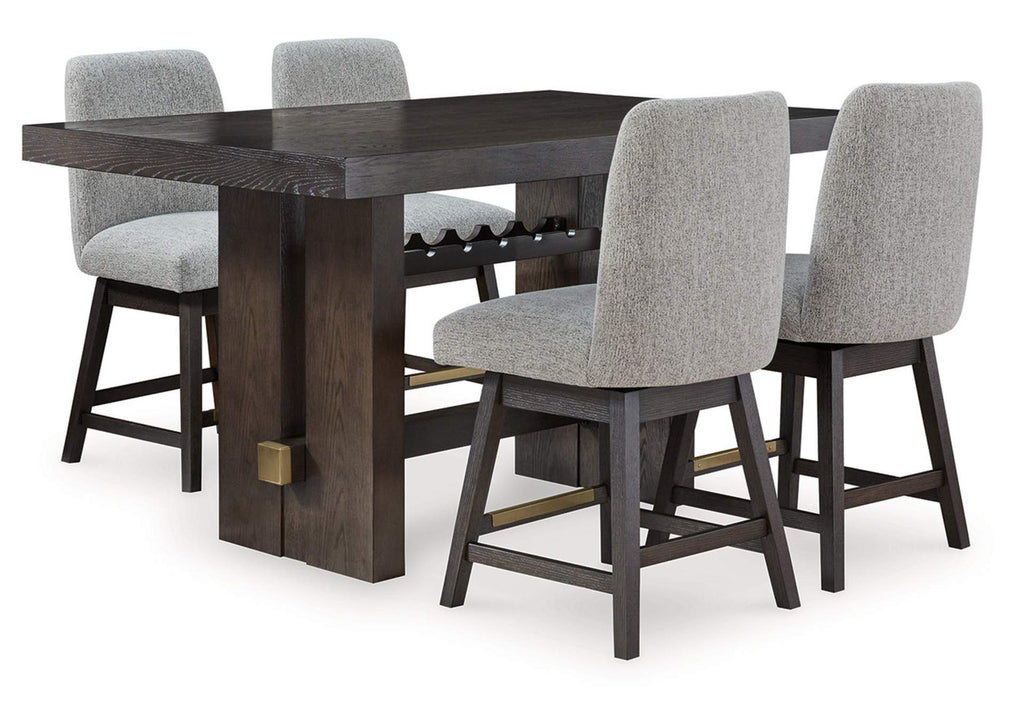 BURKHAUS DINING ROOM COUNTER TABLE AND SWIVEL BARSTOOL