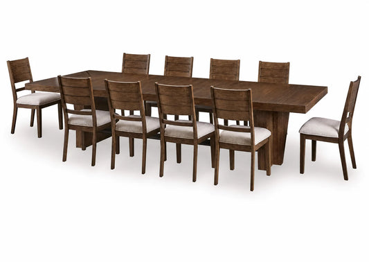 Kristiland Dining Extension Table and 10 Chairs; Warm Brown