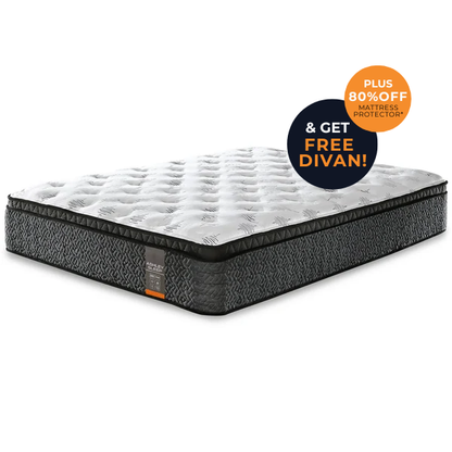 Calm Euro-Top 14" Queen Mattress (Long) + Get Free Divan + Mattress Protector