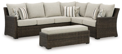 Brook Ranch Outdoor Sofa Sectional/Bench with Cushion (Set of 3)