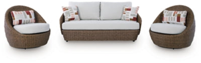 Cardiff Beach Outdoor Loveseat/2 Swivel Chairs (Set of 3)