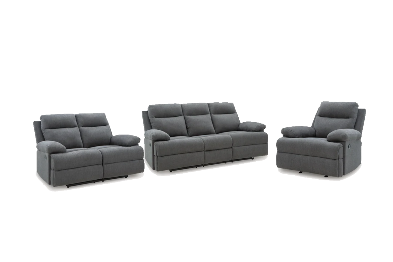 Tarrant Reclining Sofa Set; Charcoal