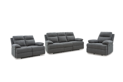 Tarrant Reclining Sofa Set; Charcoal