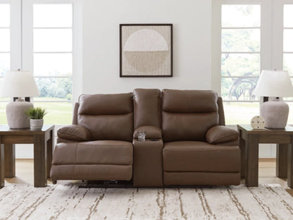 VonRyan PWR REC Loveseat/CON/ADJ HDRST;Tobacco