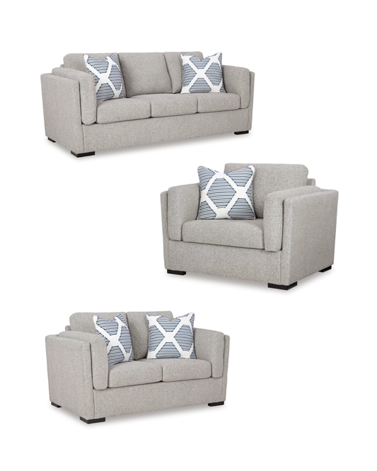 Evansley Sofa Set; Pewter