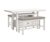 Robbinsdale Counter Height Dining Table and 2 Benches; Antique White
