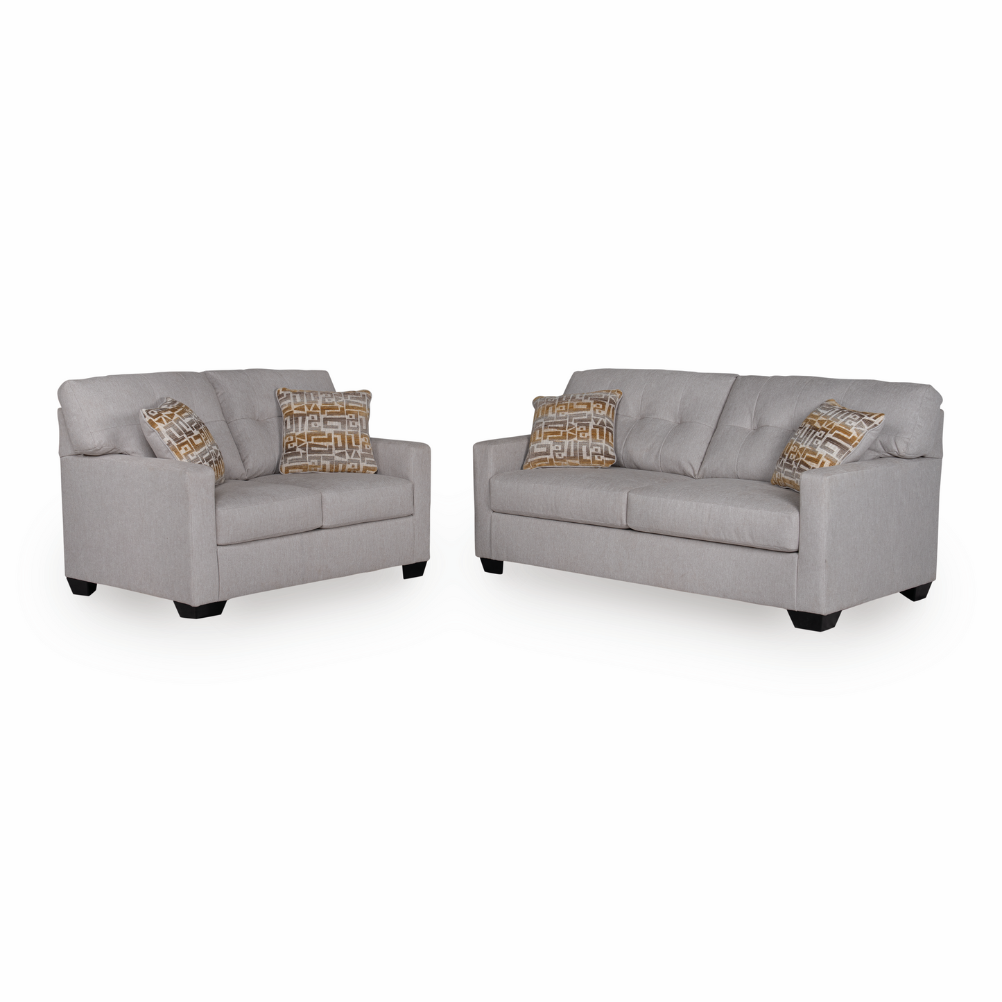 Mahoney Sofa and Loveseat; Pebble