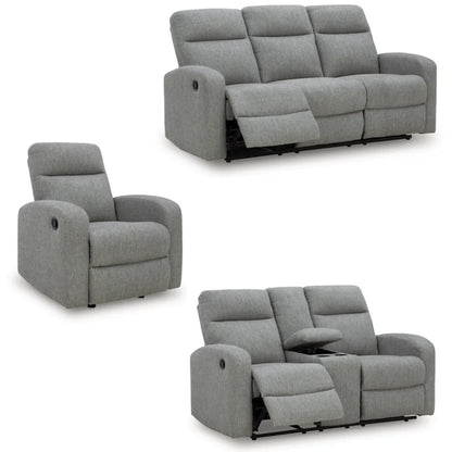Moreau Place Recliner Sofa Set; Sterling