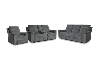 Barnsana Reclining Power Sofa Set; Gravel