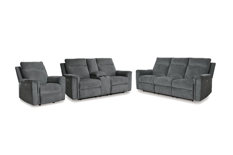 Barnsana Reclining Power Sofa Set; Gravel