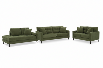 Bixler Sofa,Loveseat and RAF Corner Chaise; Olive