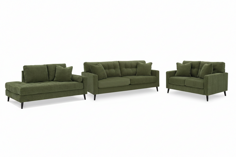 Bixler Sofa,Loveseat and RAF Corner Chaise; Olive