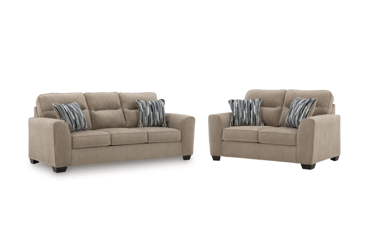 Olten Sofa and Loveseat; Mocha