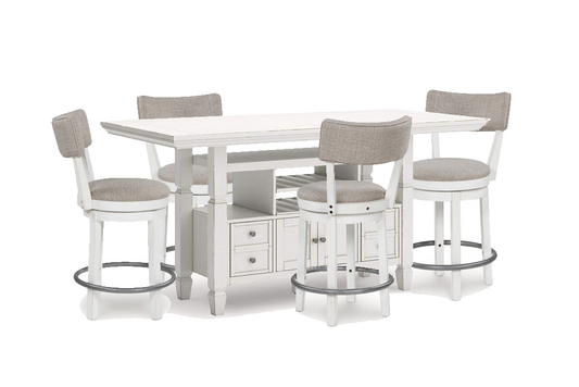Robbinsdale Counter Height Dining Table and 4 Barstools; Antique White