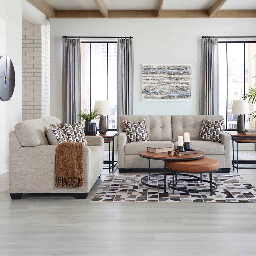 Mahoney Sofa & Loveseat; Pebble