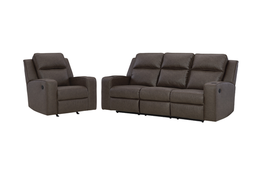 Lavenhorne Reclining Sofa and Recliner; Umber