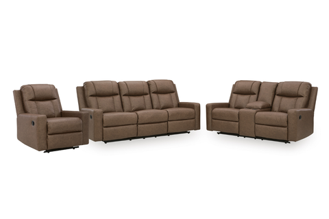 Mackmenville Reclining Sofa Set; Caramel