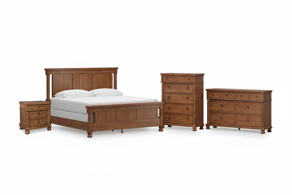 Chadworth King Poster Bed Set; Brown
