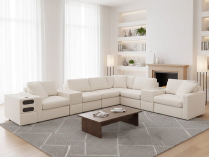 Modmax 9-Piece Sectional with Audio System and Storage Consoles; Oyster