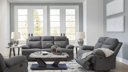Tarrant Reclining Sofa Set; Charcoal