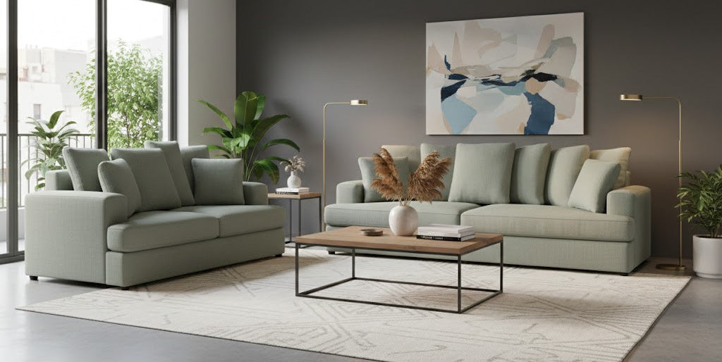 Monterra Sofa and Loveseat; Smoke