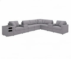 Modmax 9-Piece Sectional with Audio System and Storage Consoles; Granite