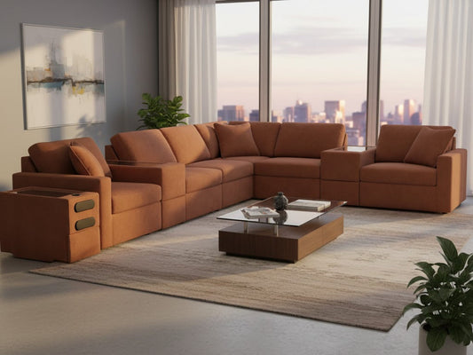 Modmax 9-Piece Sectional with Audio System; Spice