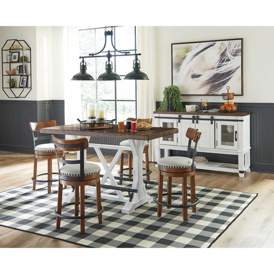 Valebeck Counter Height Dining Table and 4 Barstools; Brown